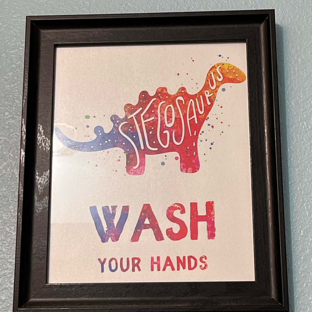 Colorful Dinosaur Wash Your Hands Wall Art Set of 4